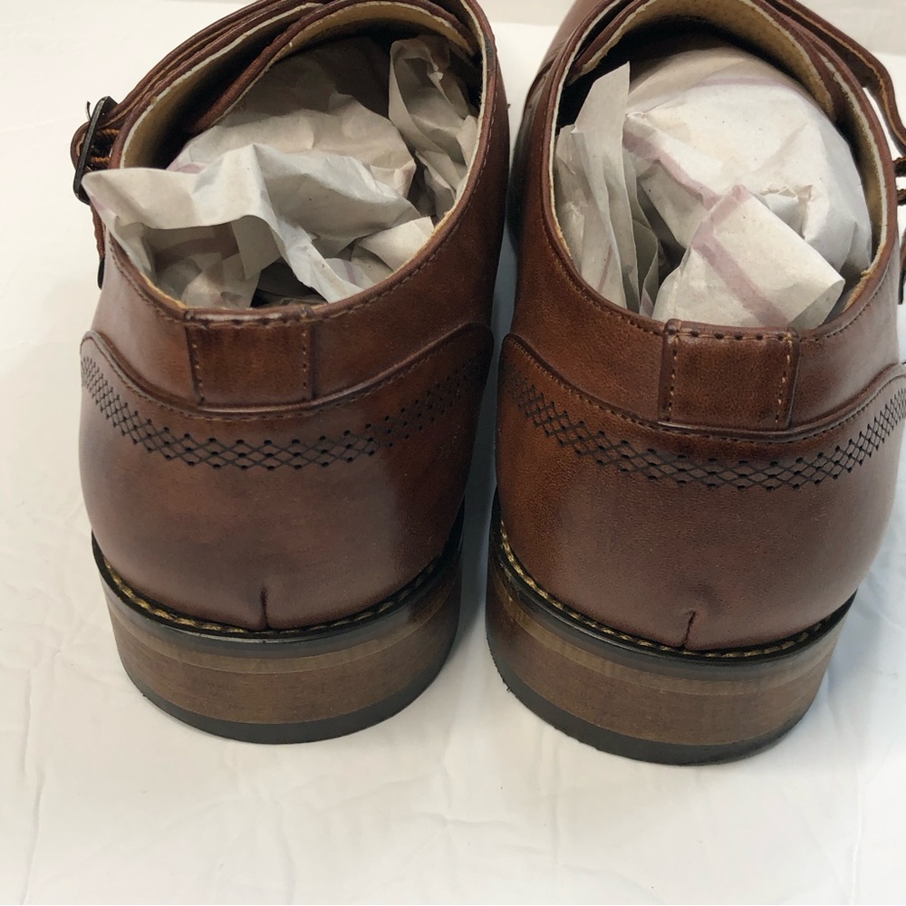 UV Signature Shoes Mens Size 10.5 Monk Strap Brown Leather Dress Shoes - Picture 4 of 12